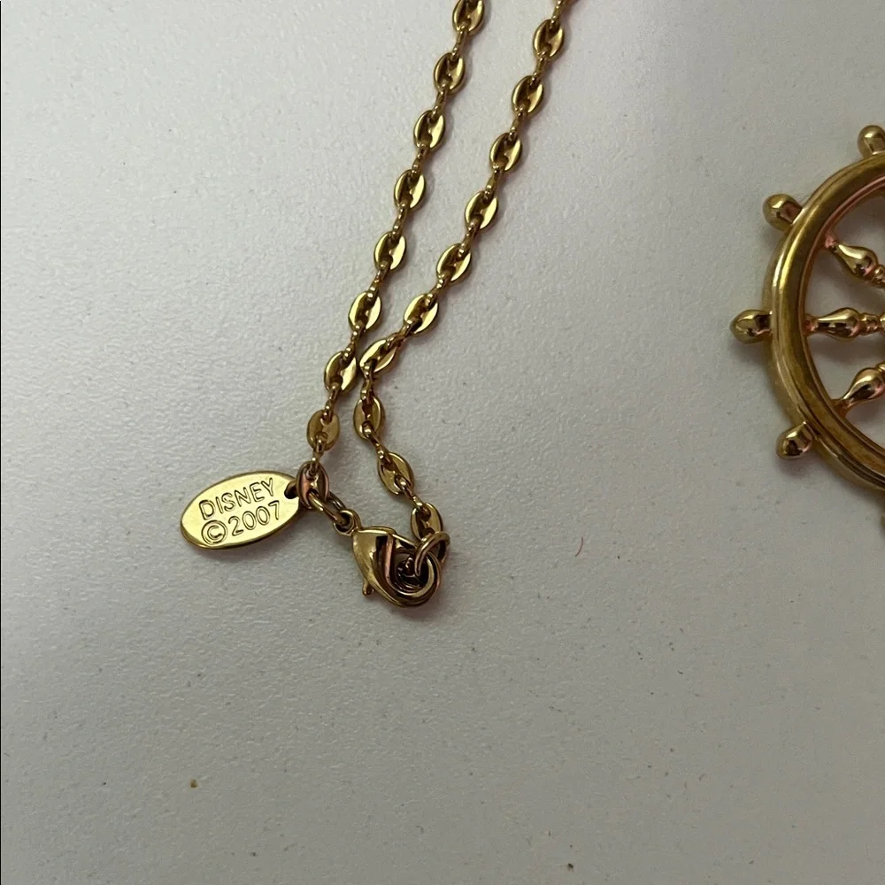 Disney Gold Color Pirates of the Caribbean Ship Wheel Necklace - Picture 2 of 4